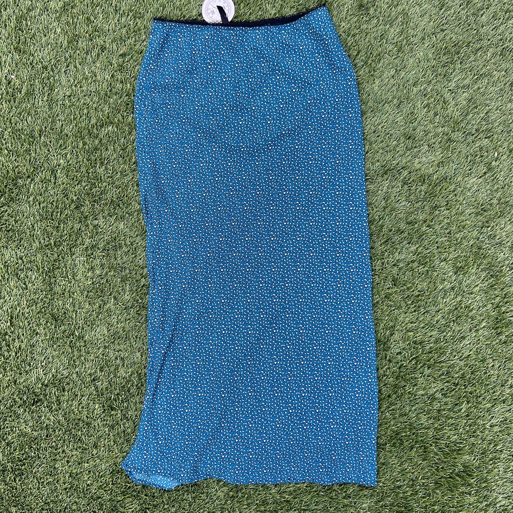 Final touch blue/green cheetah print maxi skirt